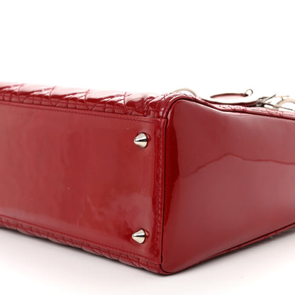Christian Dior Patent Cannage Medium Lady Dior Red 10 of 16