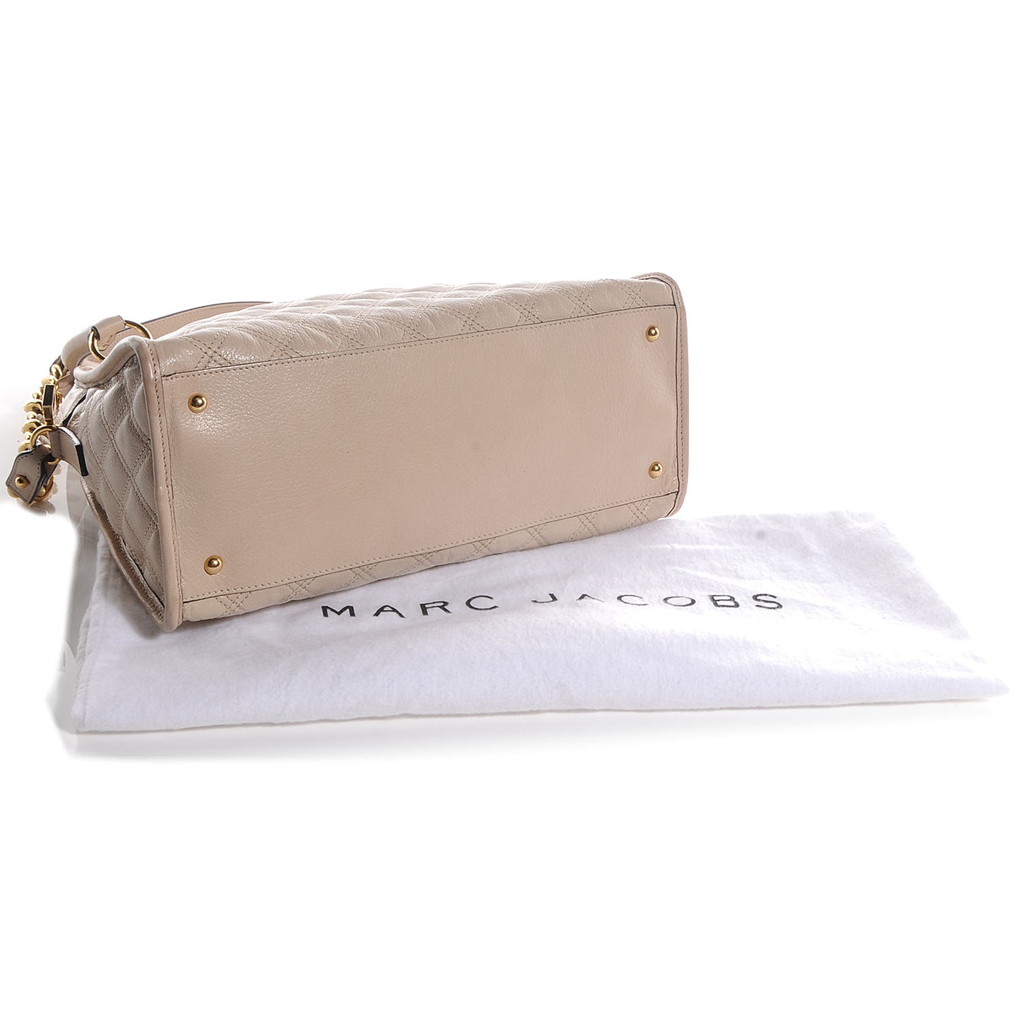 Goatskin Lacquered Quilting Class Satchel Ivory
