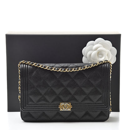 Chanel Caviar Quilted Boy Wallet On Chain WOC Black 12 of 12
