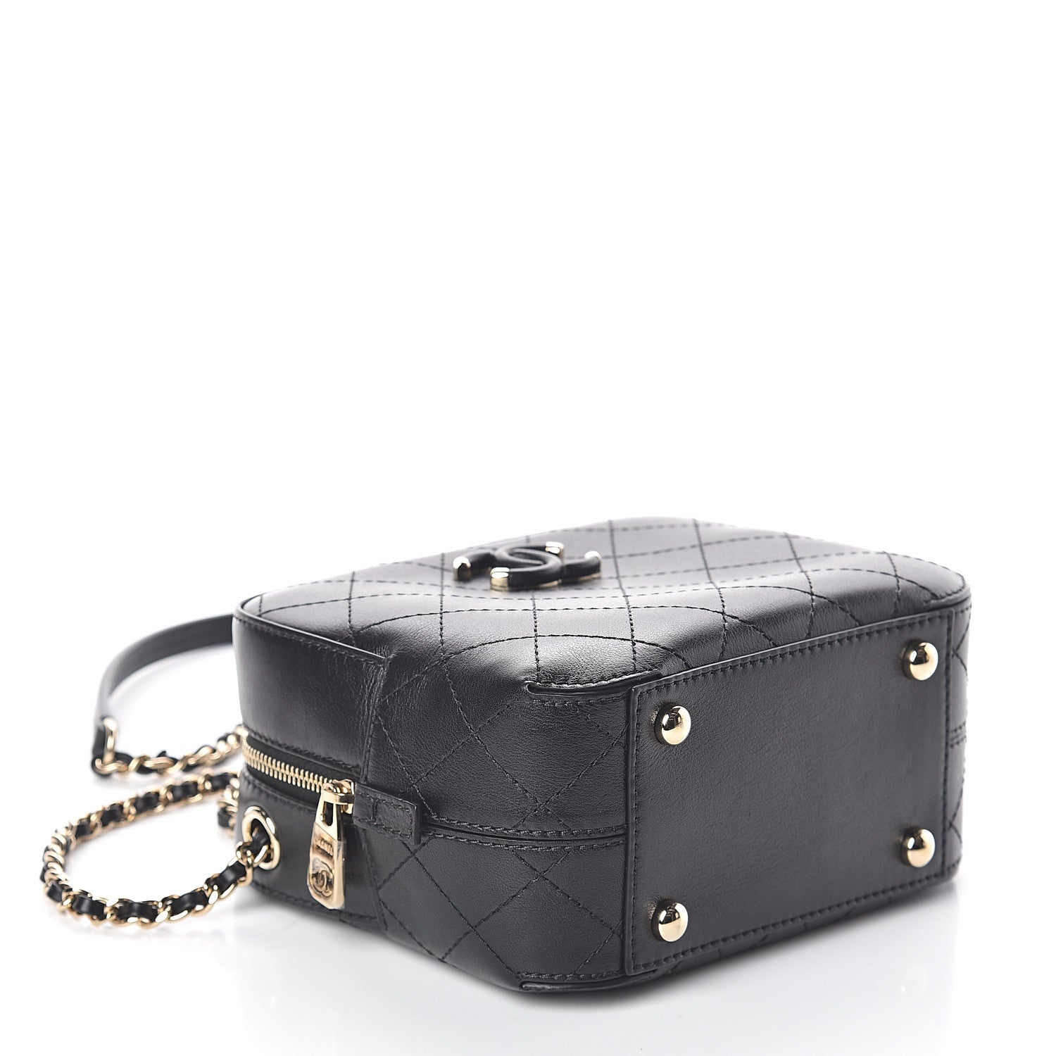 Chanel Calfskin Stitched Enamel CC Camera Case Bag Black 3 of 9