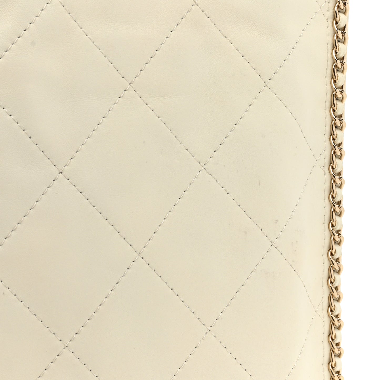 Calfskin Quilted Fringe Small Shopping Bag White