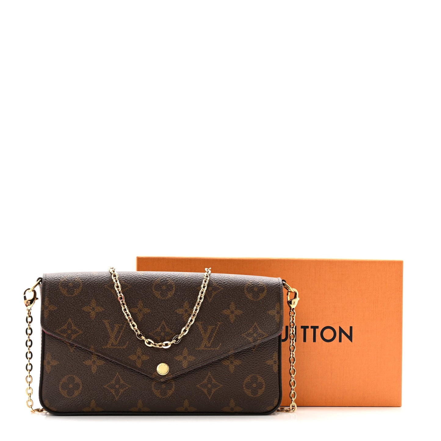 Monogram Pochette Felicie Chain Wallet Fuchsia