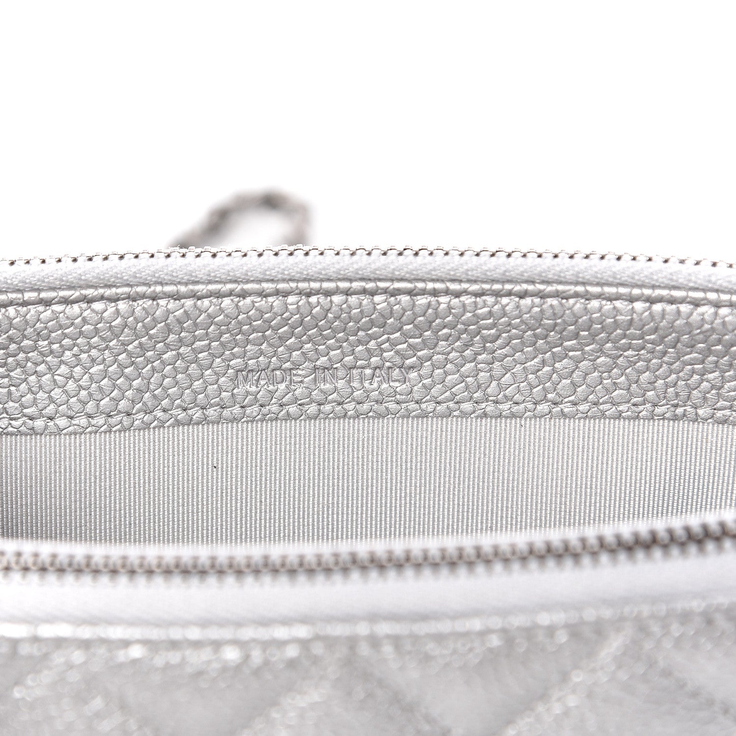 Chanel Metallic Caviar Quilted Small Clutch With Chain Silver 8 of 12