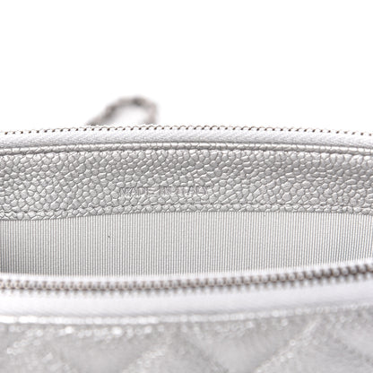 Chanel Metallic Caviar Quilted Small Clutch With Chain Silver 8 of 12