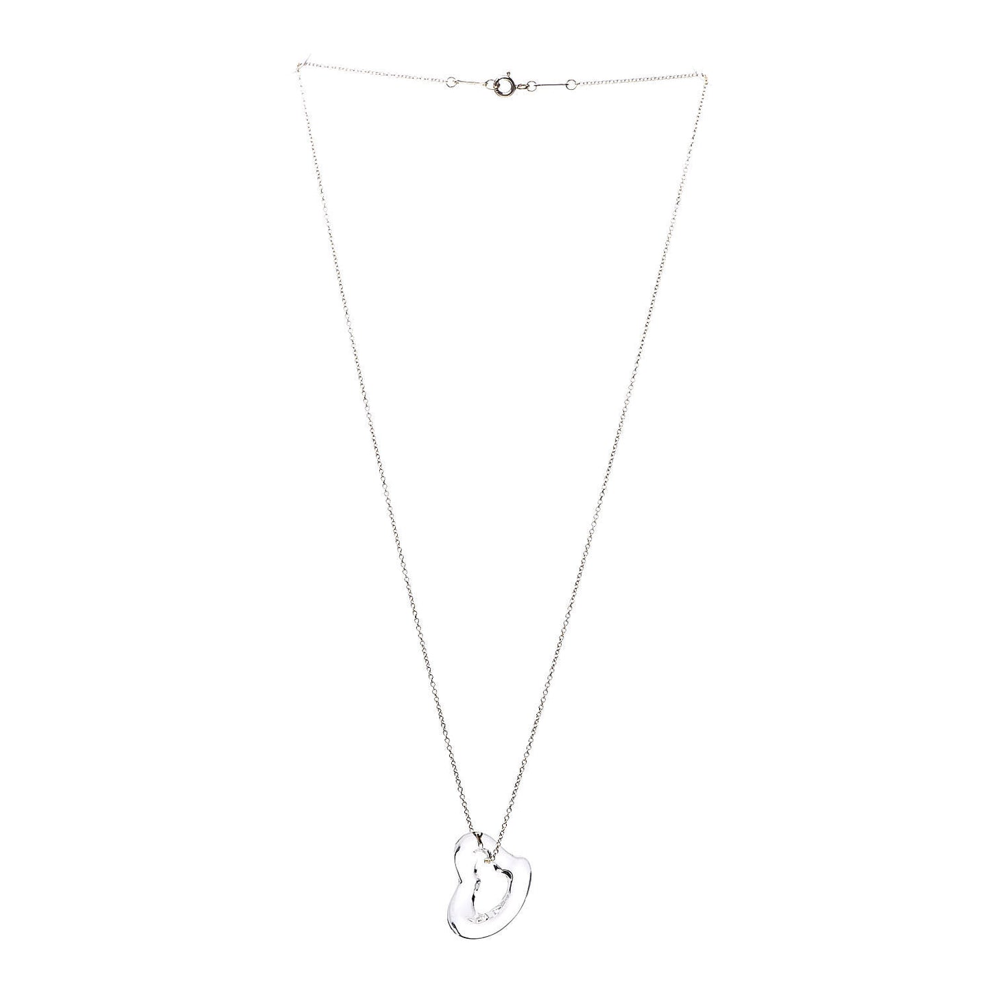 18K Yellow Gold Rock Crystal Quartz Elsa Peretti Open Heart Necklace