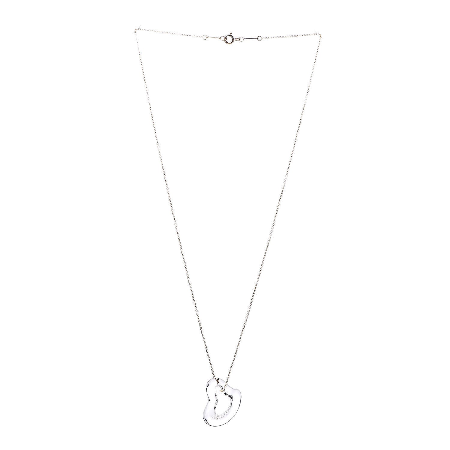 Tiffany 18K Yellow Gold Rock Crystal Quartz Elsa Peretti Open Heart Necklace 3 of 7