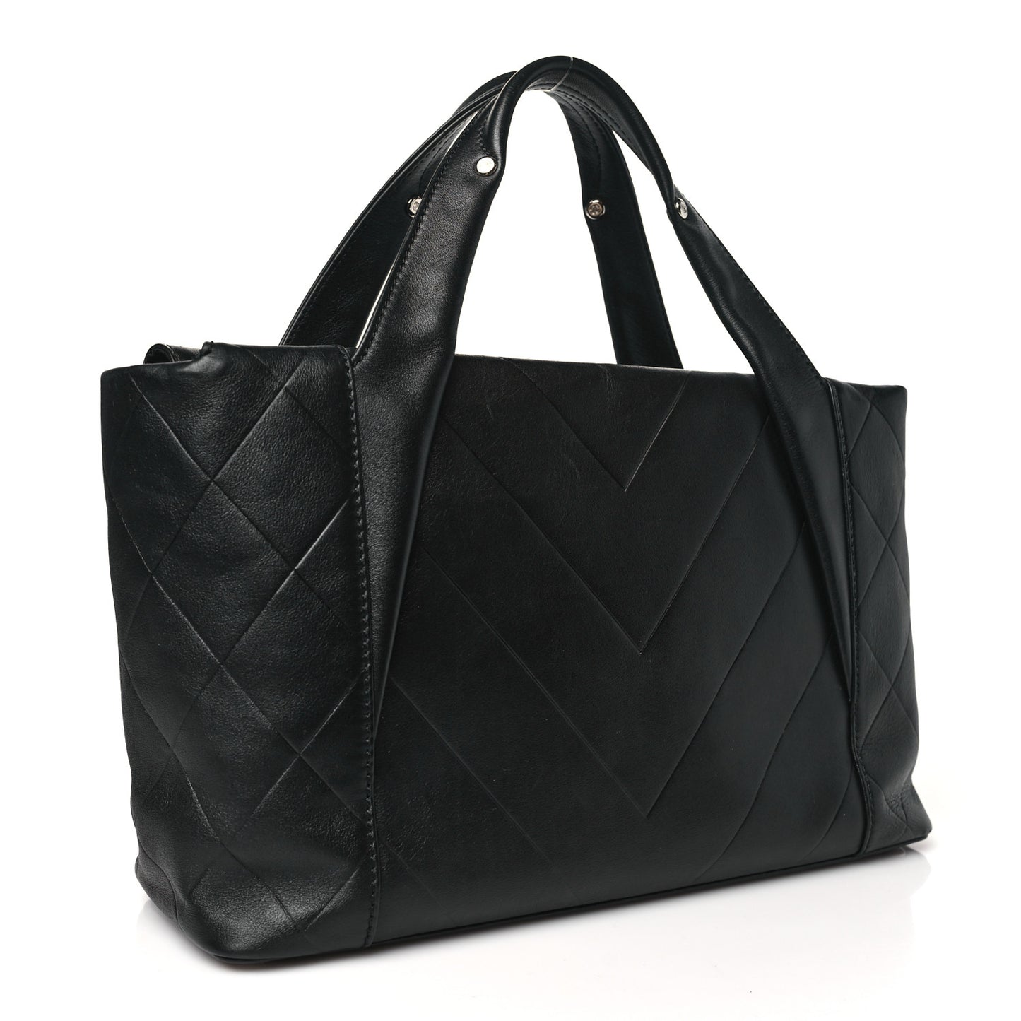Calfskin Chevron CC All Day Tote Black