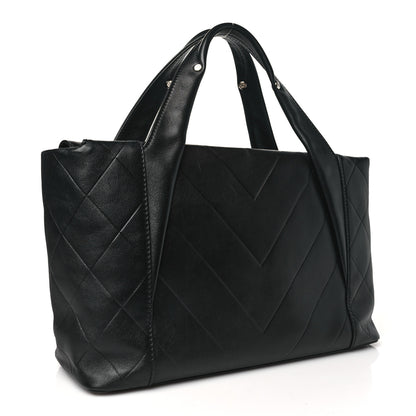 Chanel Calfskin Chevron CC All Day Tote Black 3 of 10