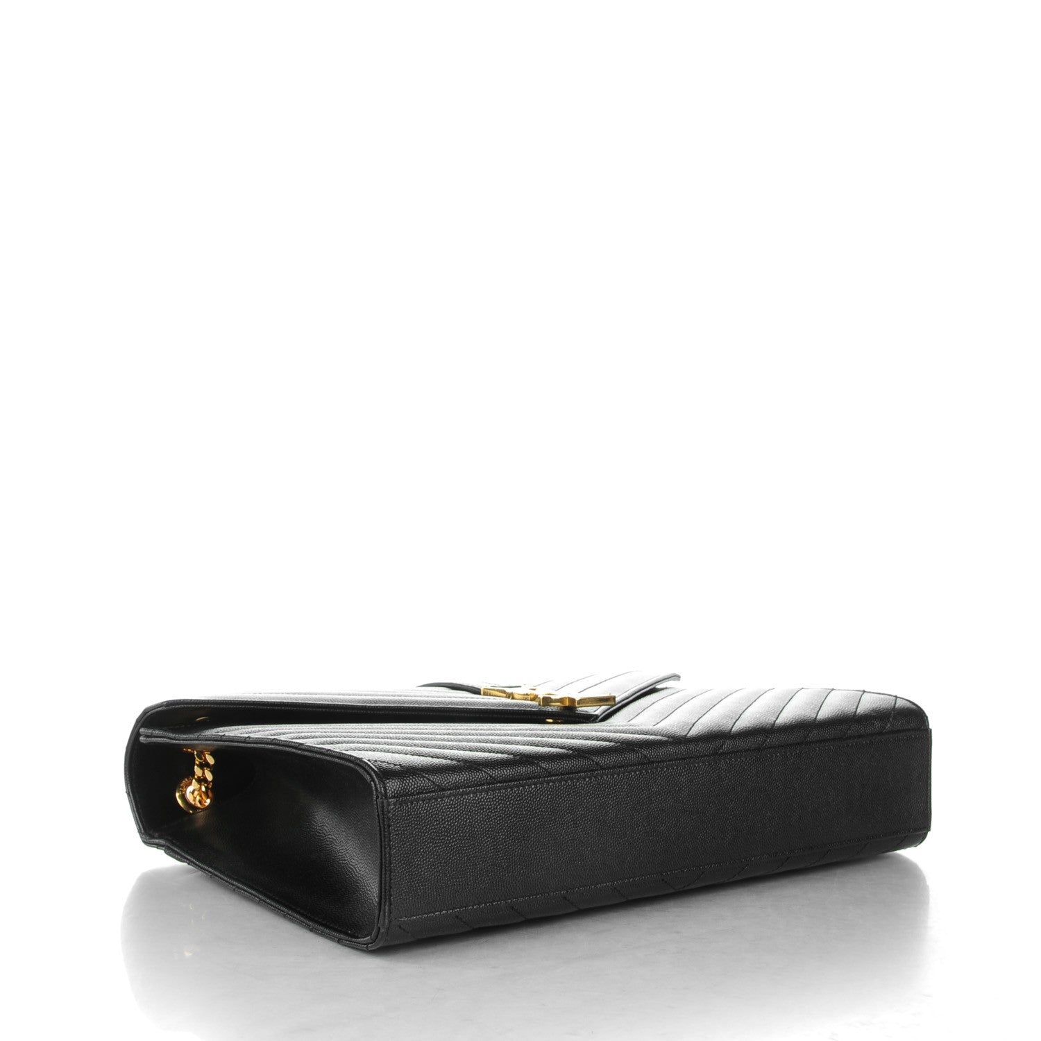 Saint Laurent Grain De Poudre Matelasse Chevron Large Monogram Satchel Black 4 of 8
