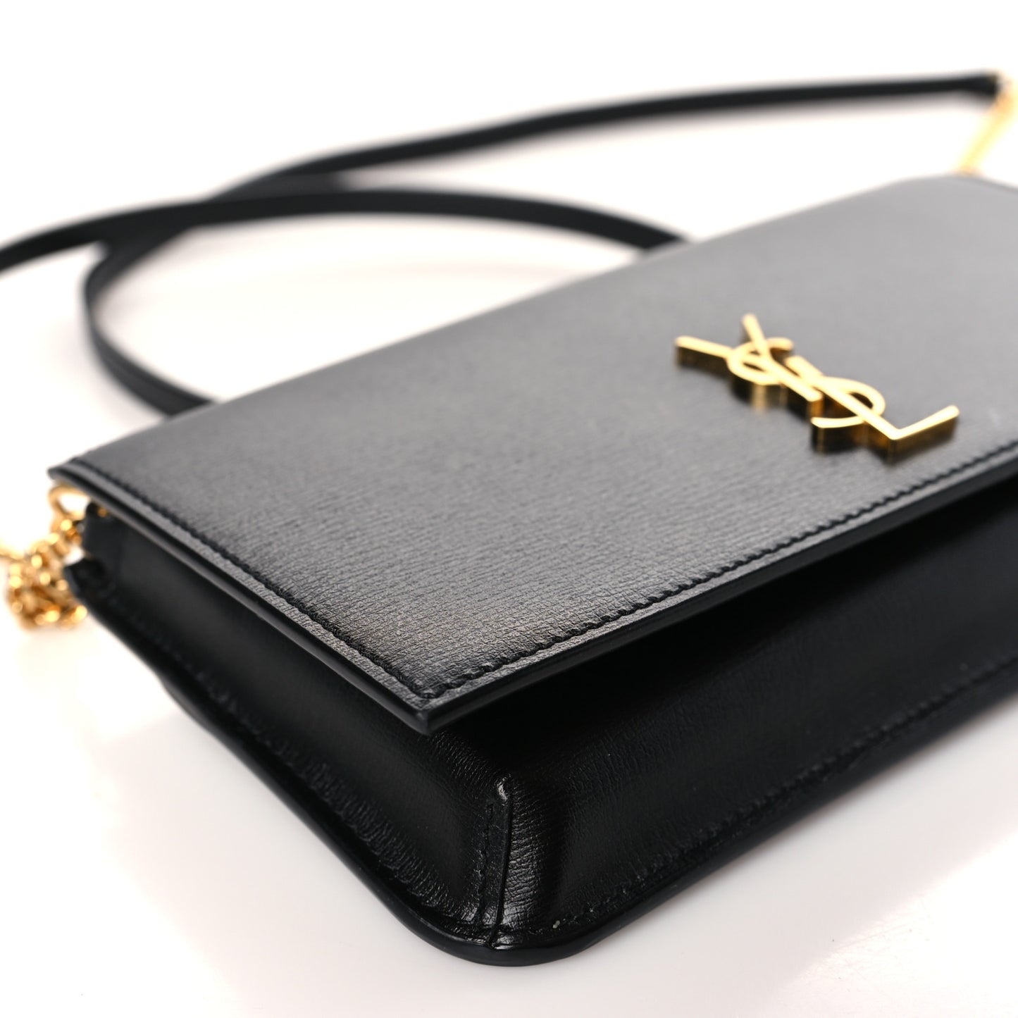 Smooth Calfskin Monogram Phone Holder Crossbody Black