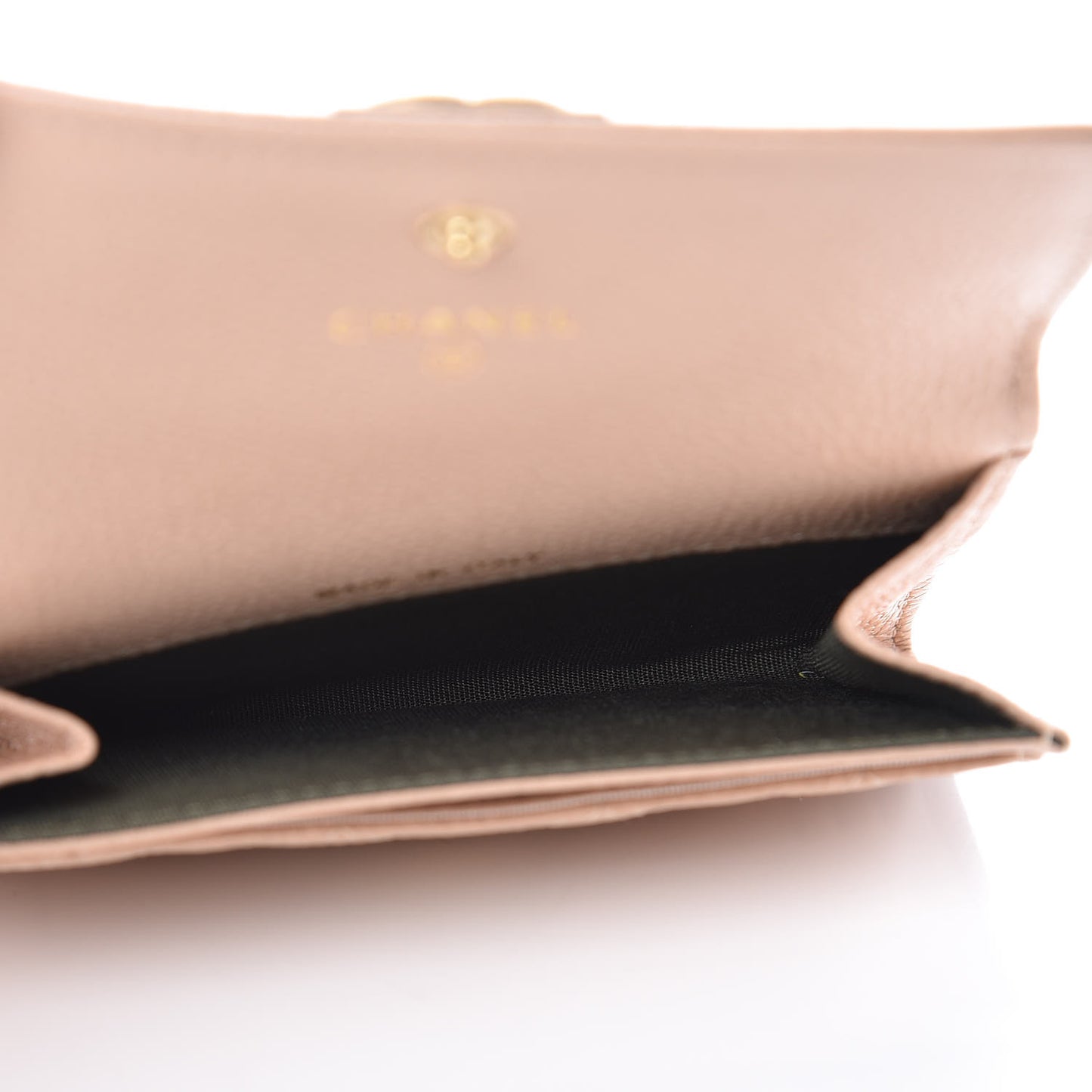 Caviar Quilted Boy Card Holder Wallet Beige Clair
