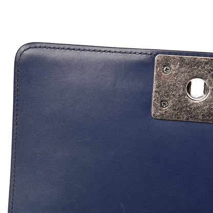 Chanel Calfskin Painted Chevron Embossed Small Boy Flap Dark Blue 15 of 18