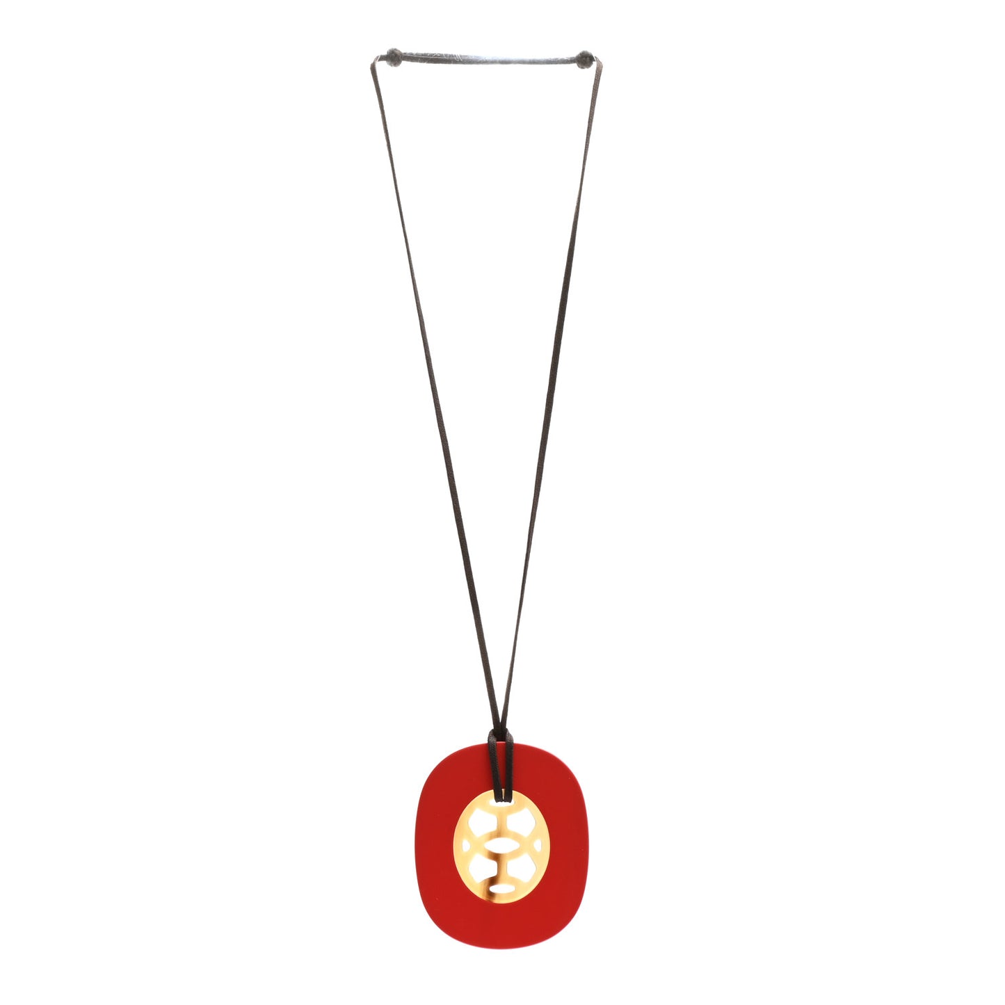 Buffalo Horn Lacquer Lift Necklace GM Rouge Carmin
