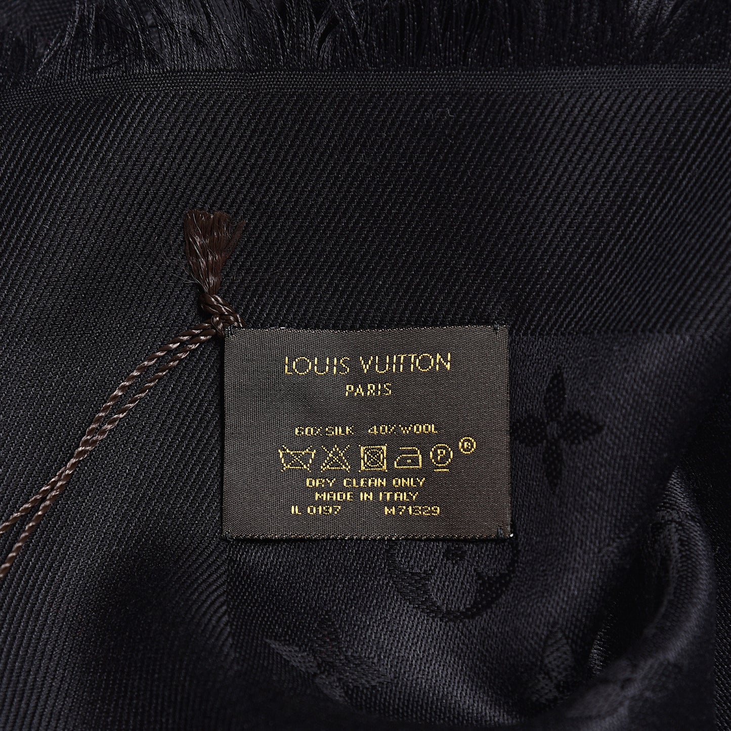 Silk Wool Monogram Shawl Black