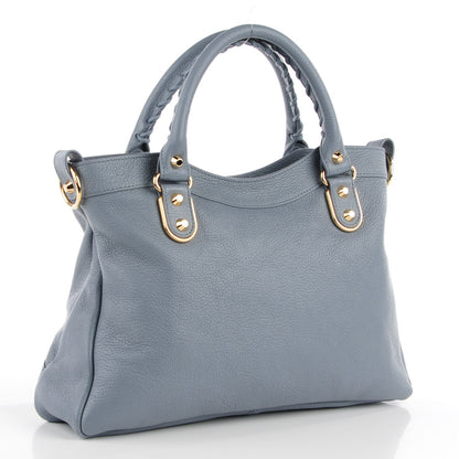 Balenciaga Chevre Gold Metallic Edge Hardware Town Bleu Acier 9 of 14