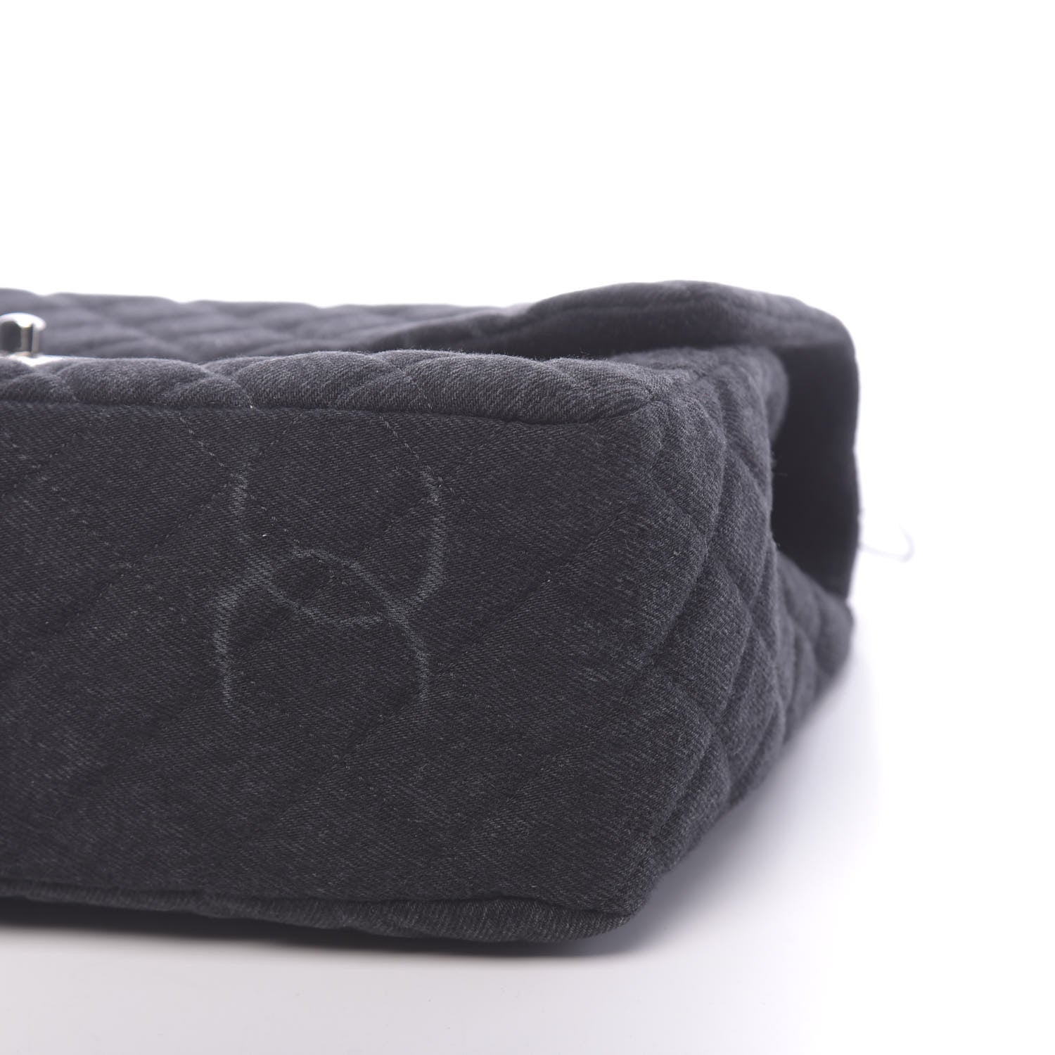 Chanel Denim Quilted CC Print Jumbo Single Flap Black 9 of 11