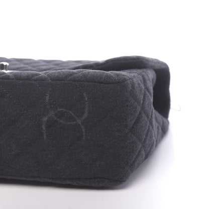 Chanel Denim Quilted CC Print Jumbo Single Flap Black 9 of 11