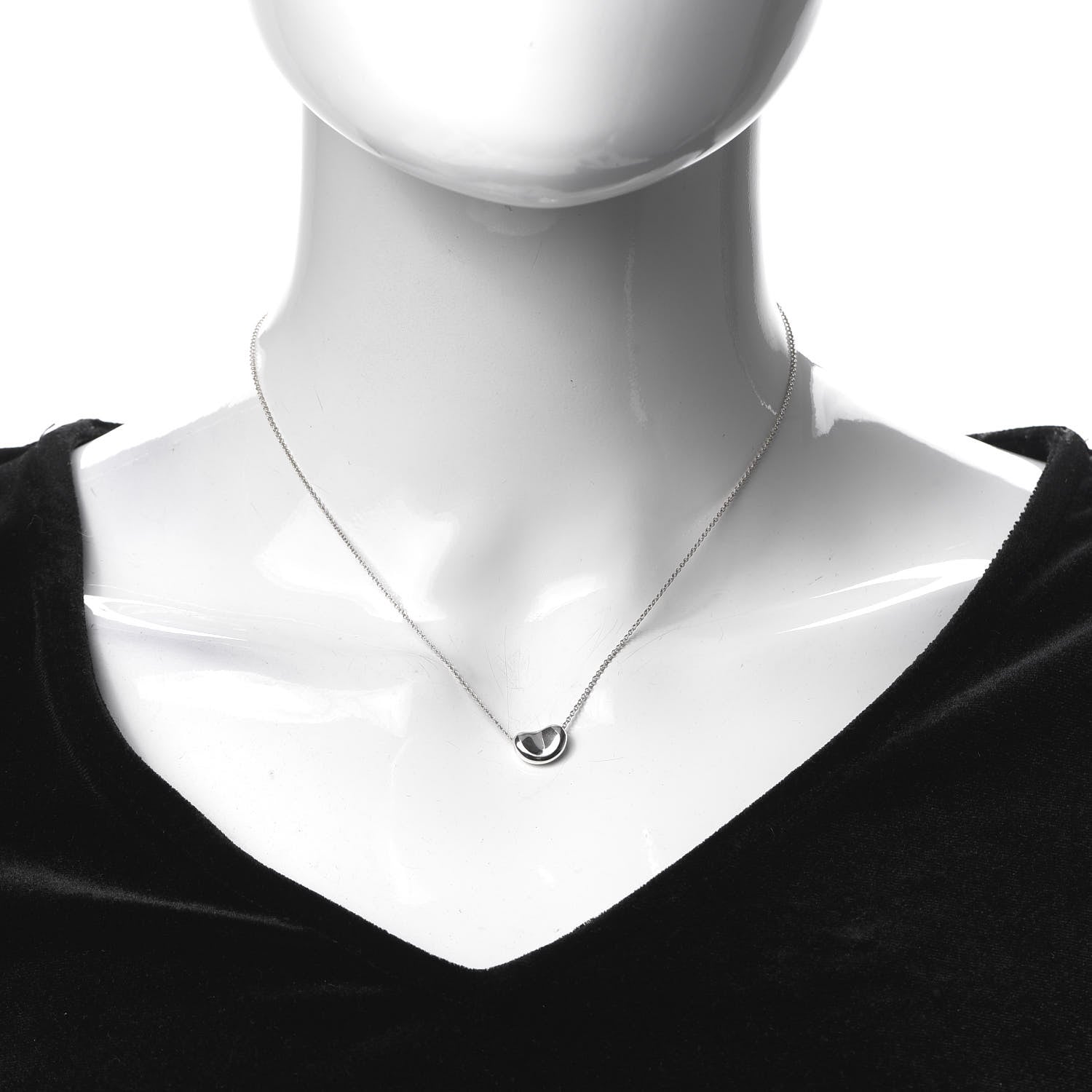 Tiffany Sterling Silver 12mm Elsa Peretti Bean Pendant Necklace 2 of 5