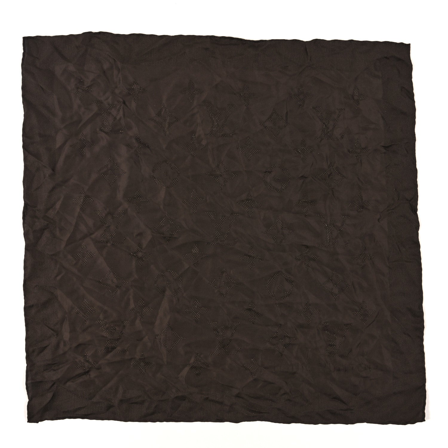 Louis Vuitton Silk Monogram Square Scarf Brown 1 of 3