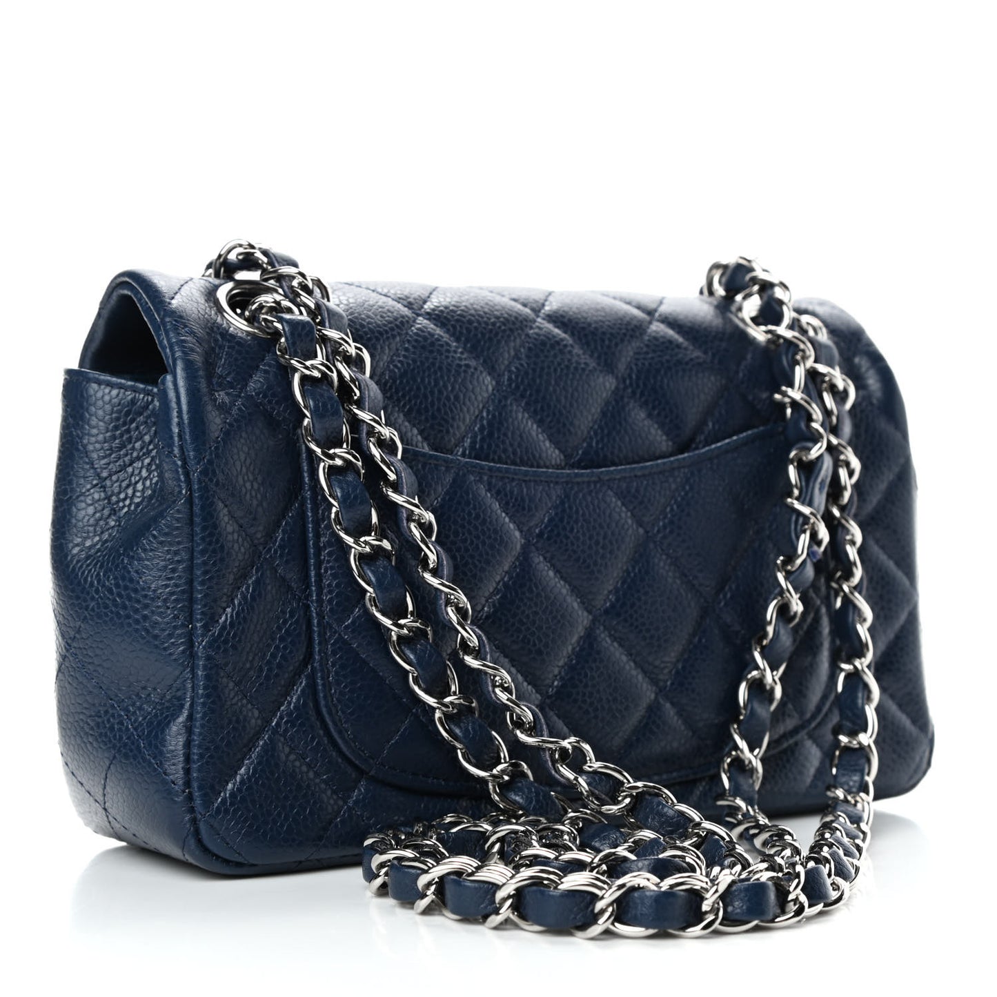 Caviar Quilted Mini Rectangular Flap Navy