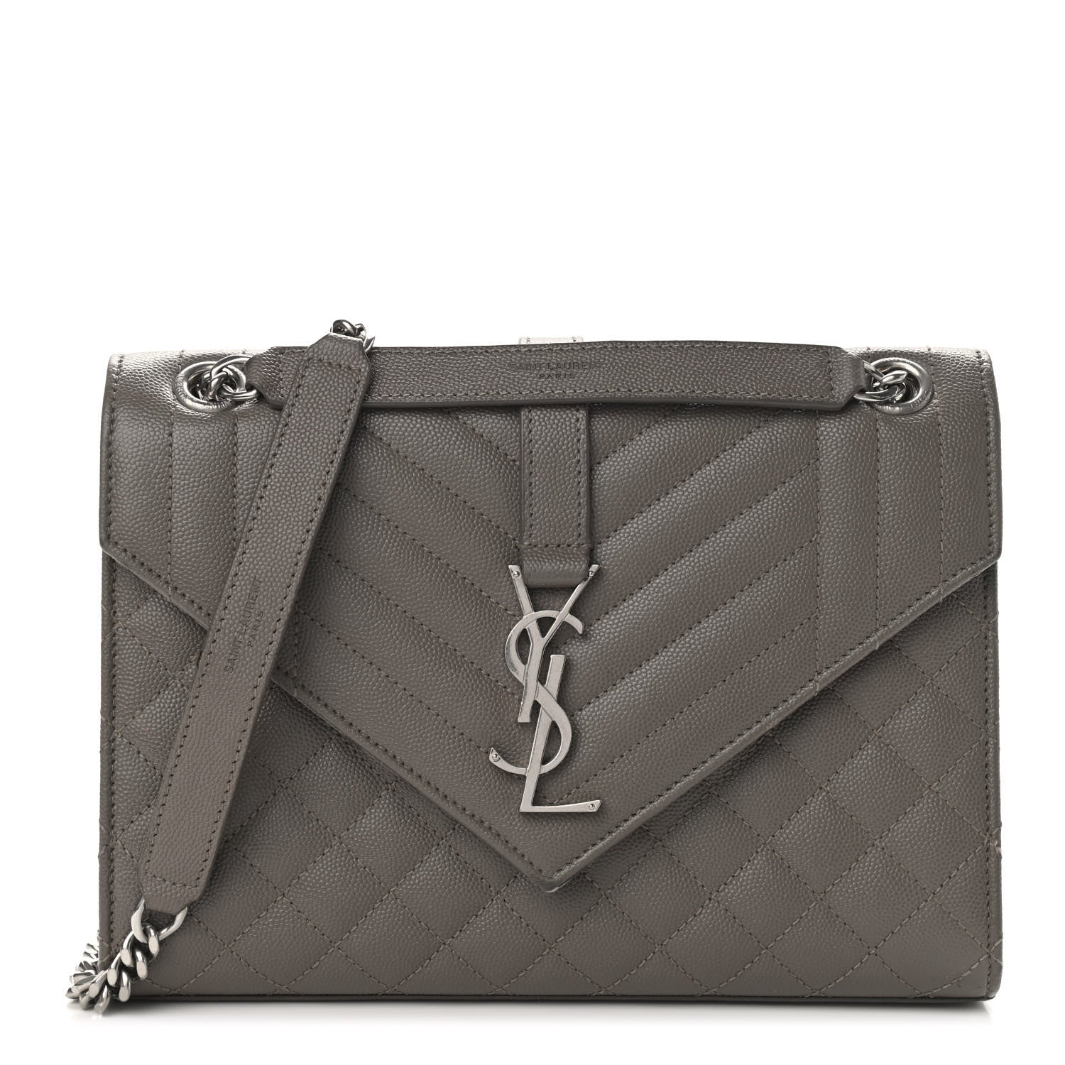 Saint Laurent Grain De Poudre Textured Mixed Matelasse Medium Triquilt Monogram Satchel Earth 1 of 15