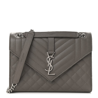 Saint Laurent Grain De Poudre Textured Mixed Matelasse Medium Triquilt Monogram Satchel Earth 1 of 15