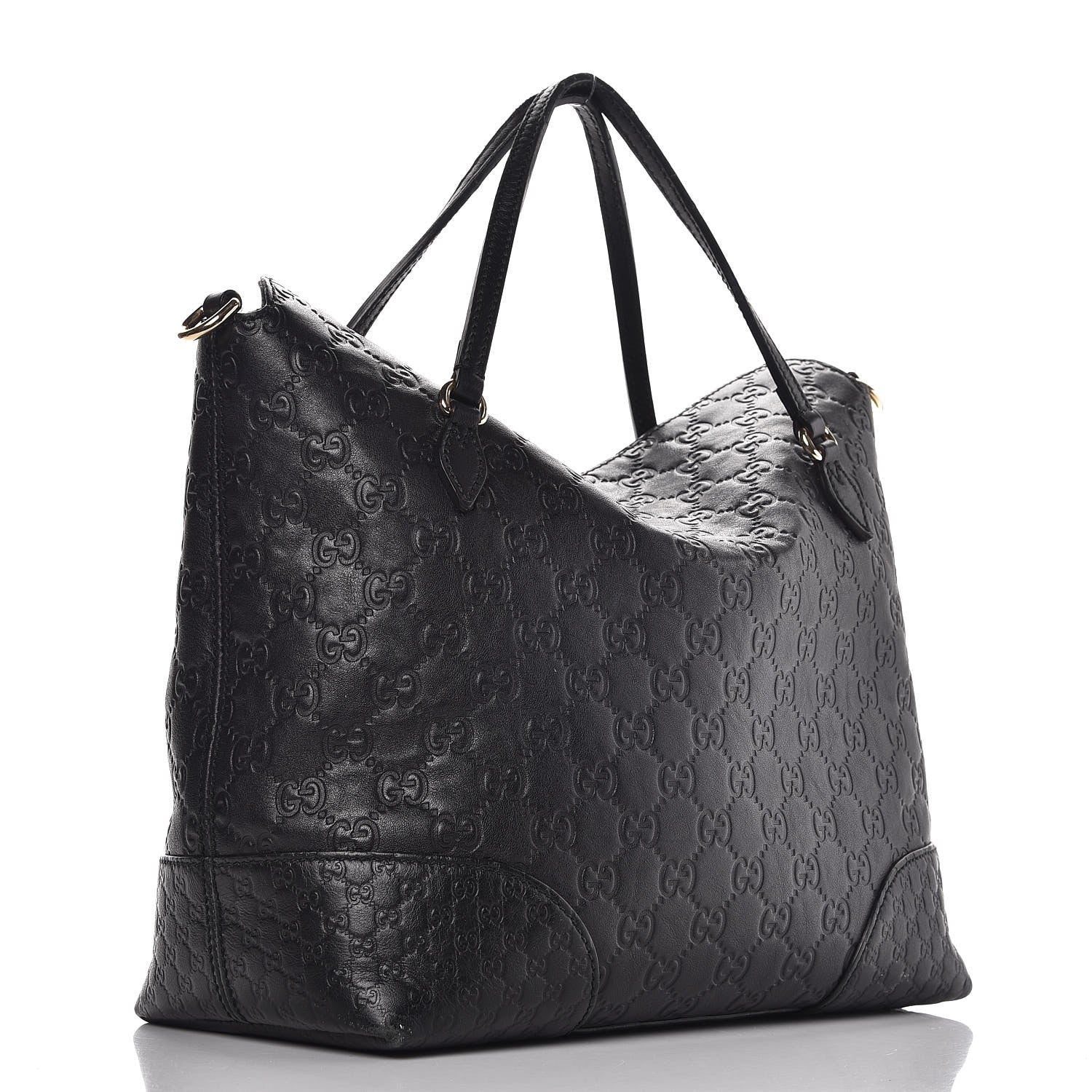 Gucci Guccissima Medium Bree Foldover Tote Black 3 of 13