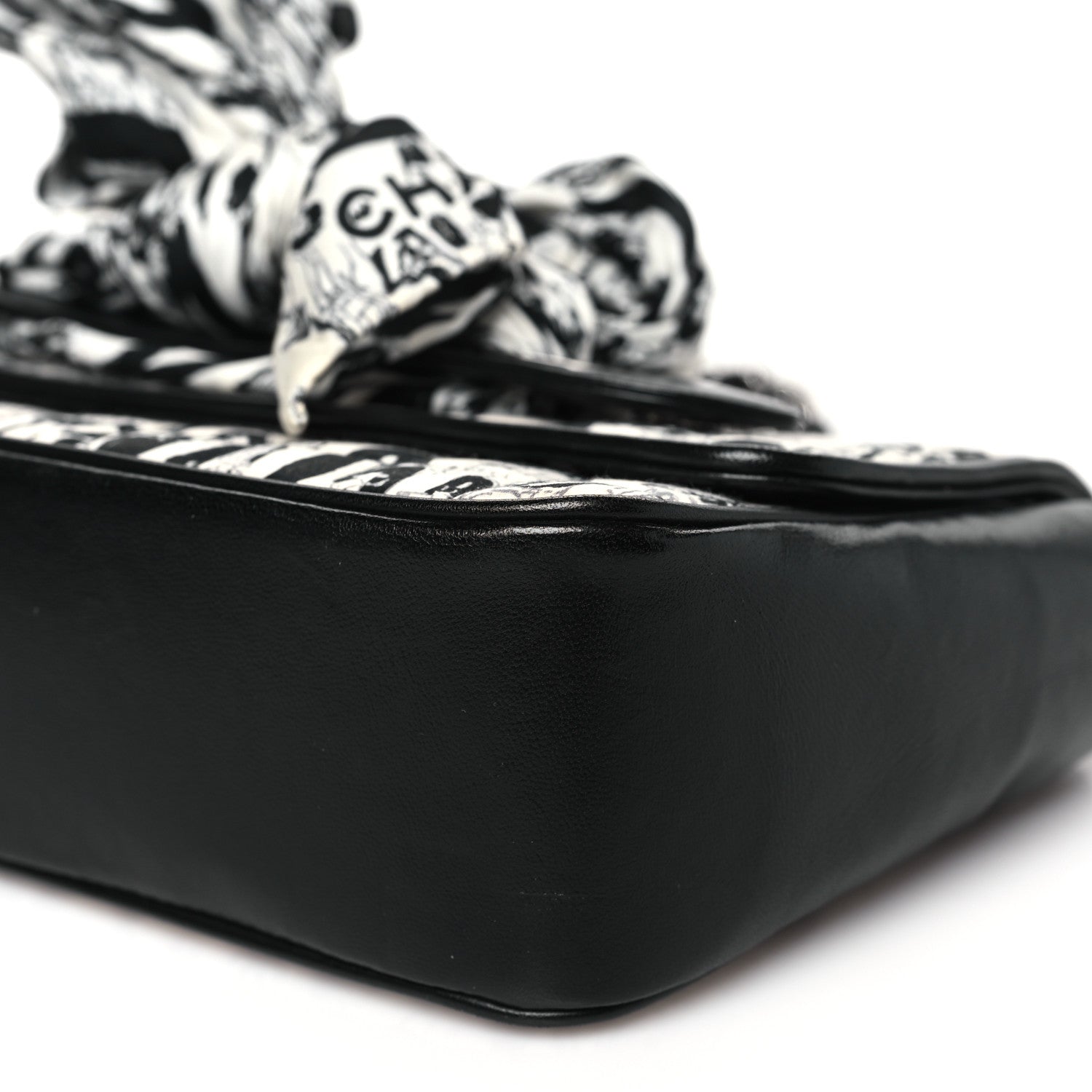 Chanel Silk Lambskin Coco Mademoiselle Scarf Flap Bag White Black 10 of 11