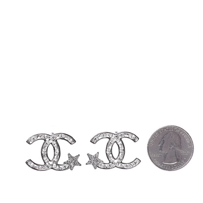Chanel Crystal CC Starfall Earrings Silver 2 of 4