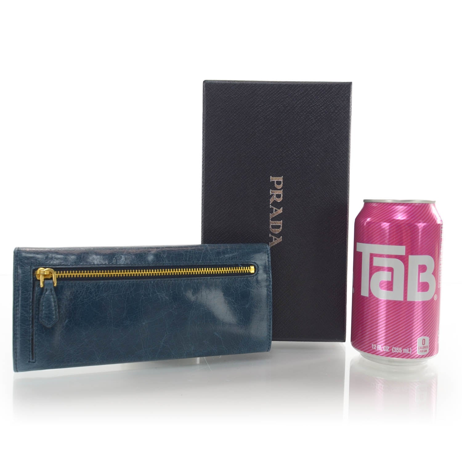 Prada Vitello Shine Flap Wallet Denim 2 of 8