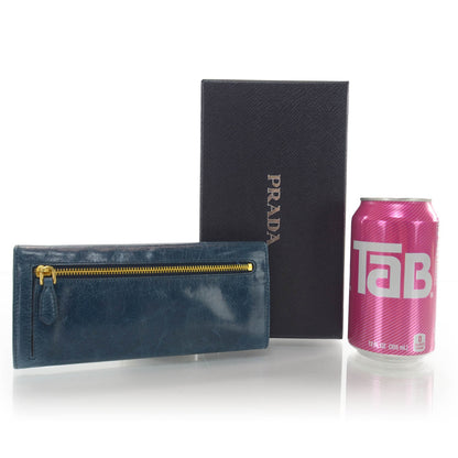 Prada Vitello Shine Flap Wallet Denim 2 of 8