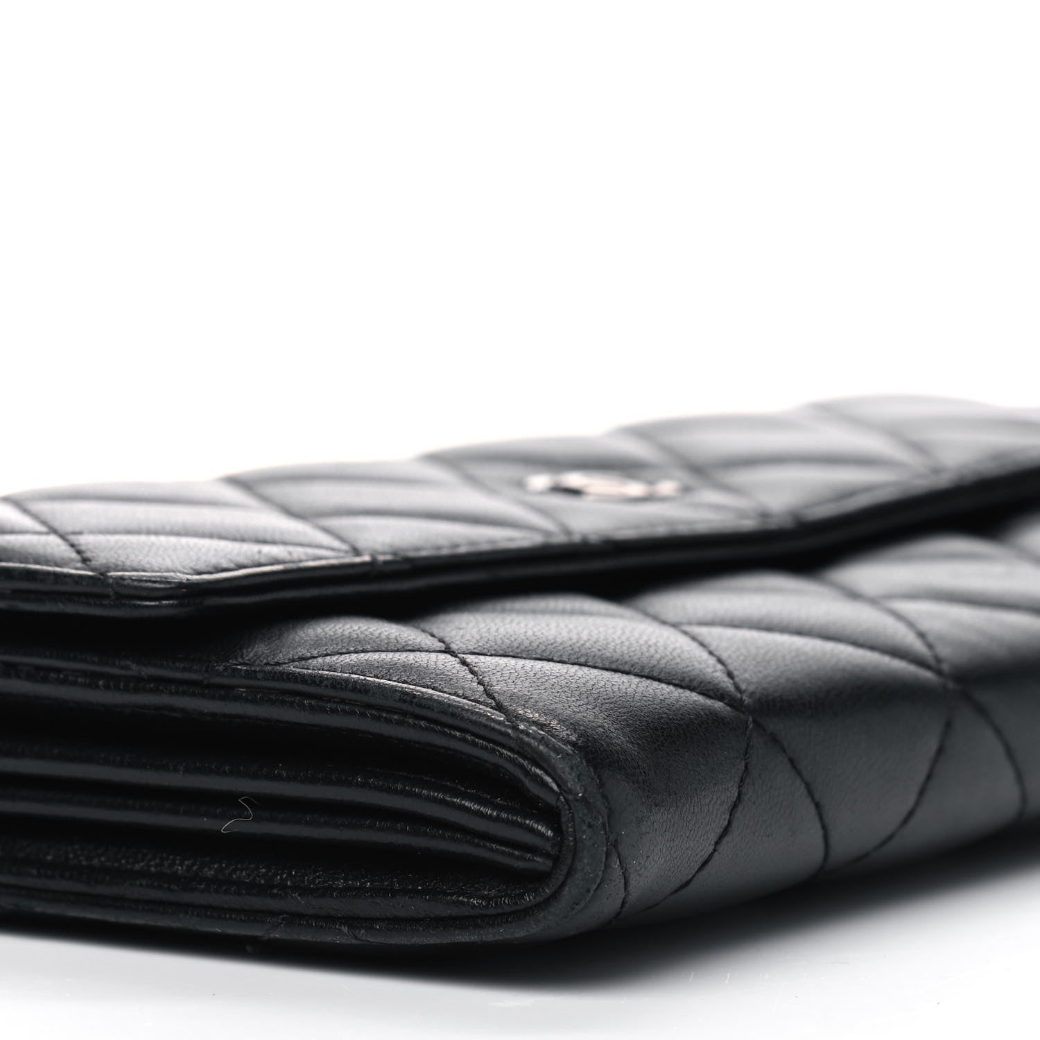 Chanel Lambskin Quilted Large Gusset Flap Wallet Black 6 of 9
