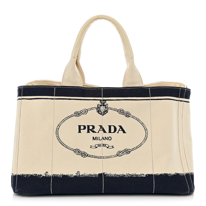 Prada Canapa Logo Shopping Tote Grezzo Baltico 1 of 12