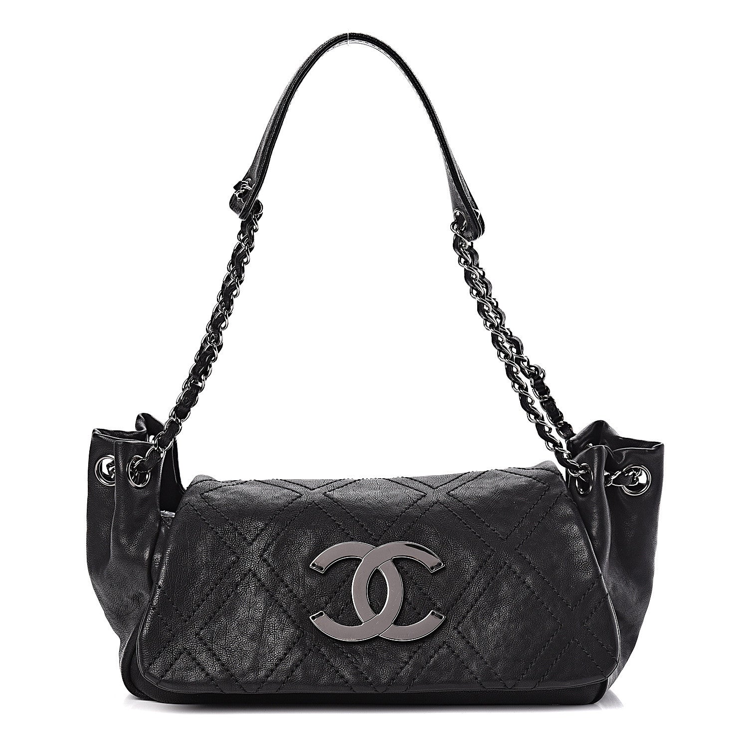 Chanel Calfskin Diamond Stitch Accordion Flap Black 1 of 14