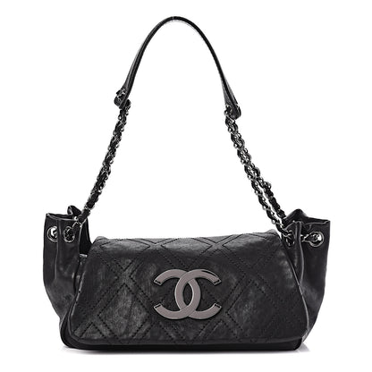 Chanel Calfskin Diamond Stitch Accordion Flap Black 1 of 14