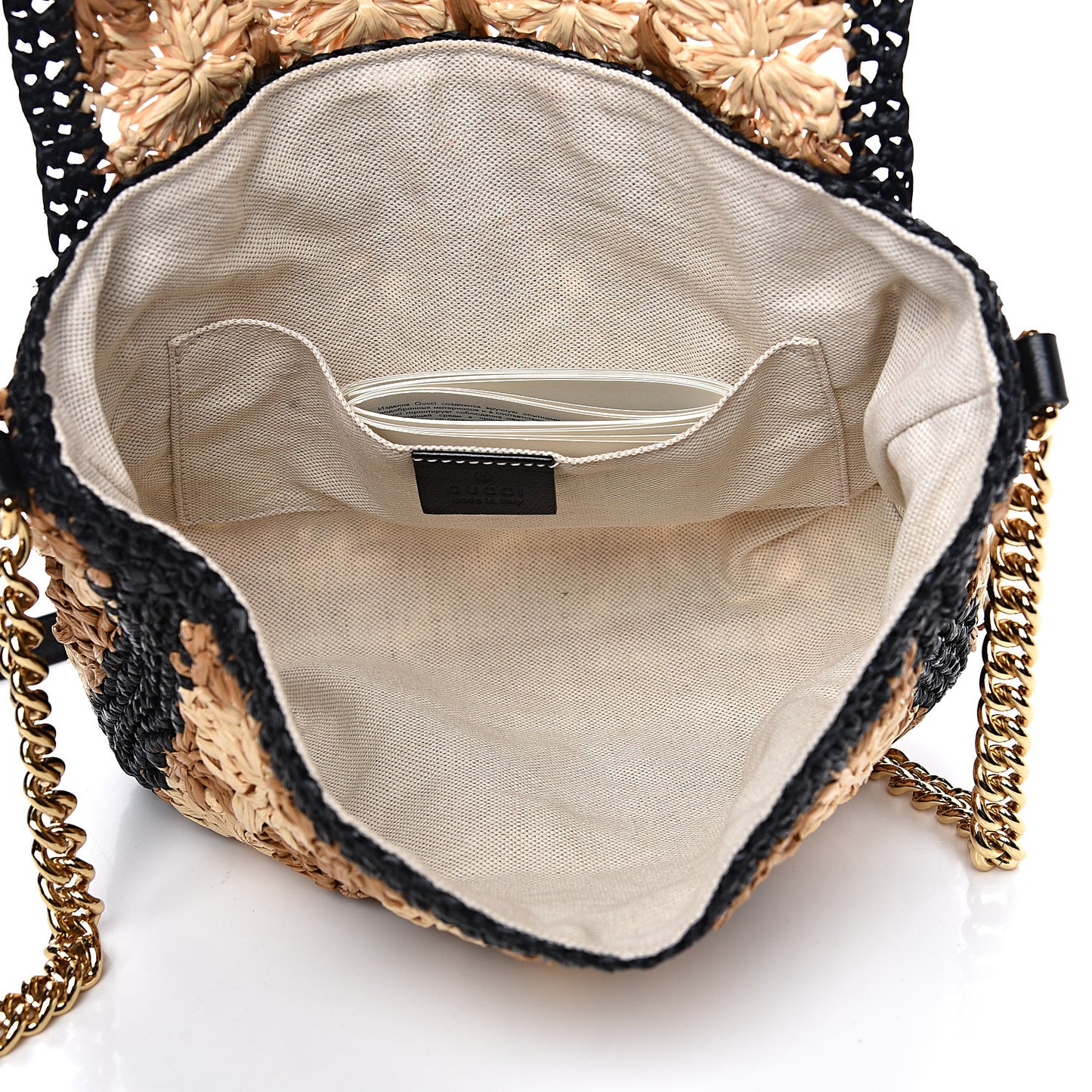 Raffia Azalea Calfskin Crochet Flower Small GG Marmont Shoulder Bag Natural Ecru Black