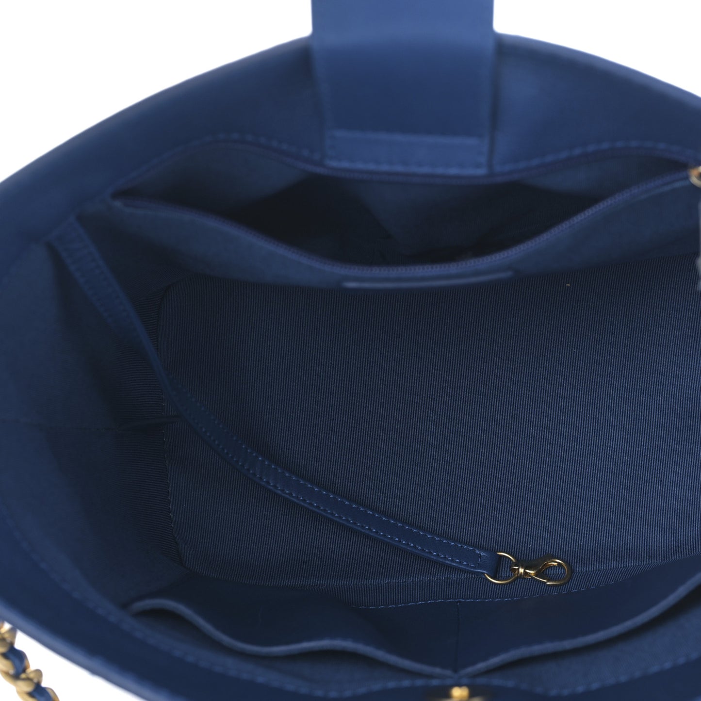 Caviar Stitched Small Shopping Bag Blue