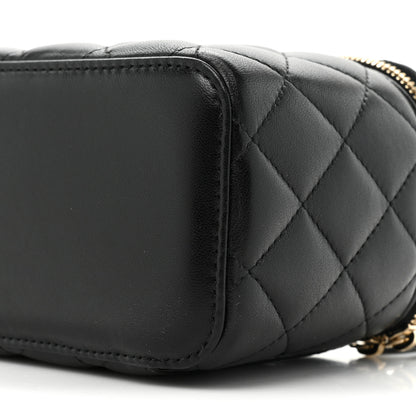 Chanel Lambskin Quilted Small Pearl Crush Vanity Case With Chain Black 8 of 11