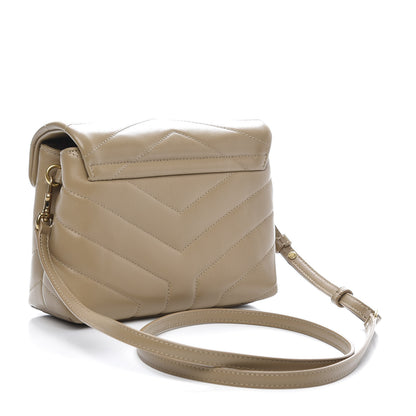 Saint Laurent Calfskin Y Quilted Monogram Toy Loulou Crossbody Bag Latte 3 of 12