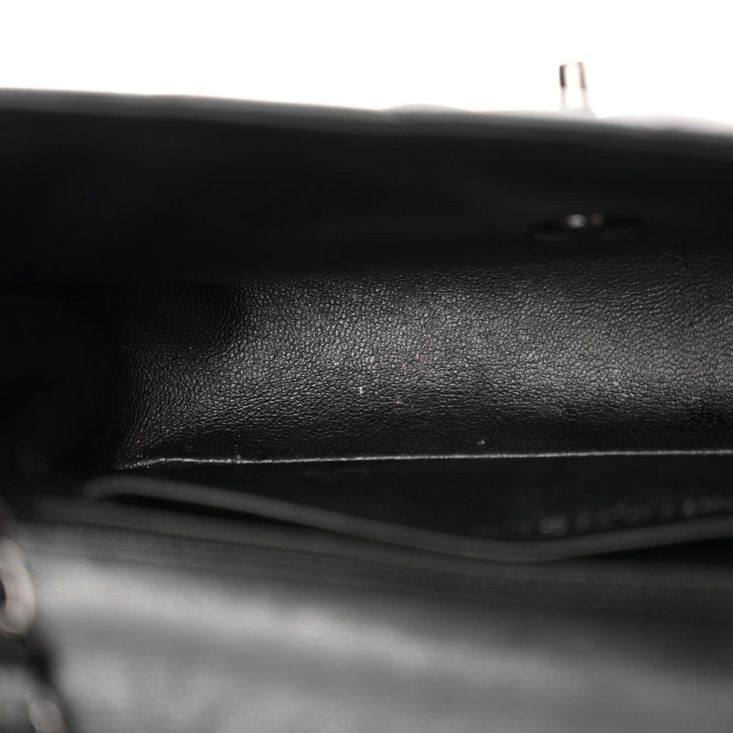 Crumpled Calfskin Quilted Mini Rectangular Flap So Black