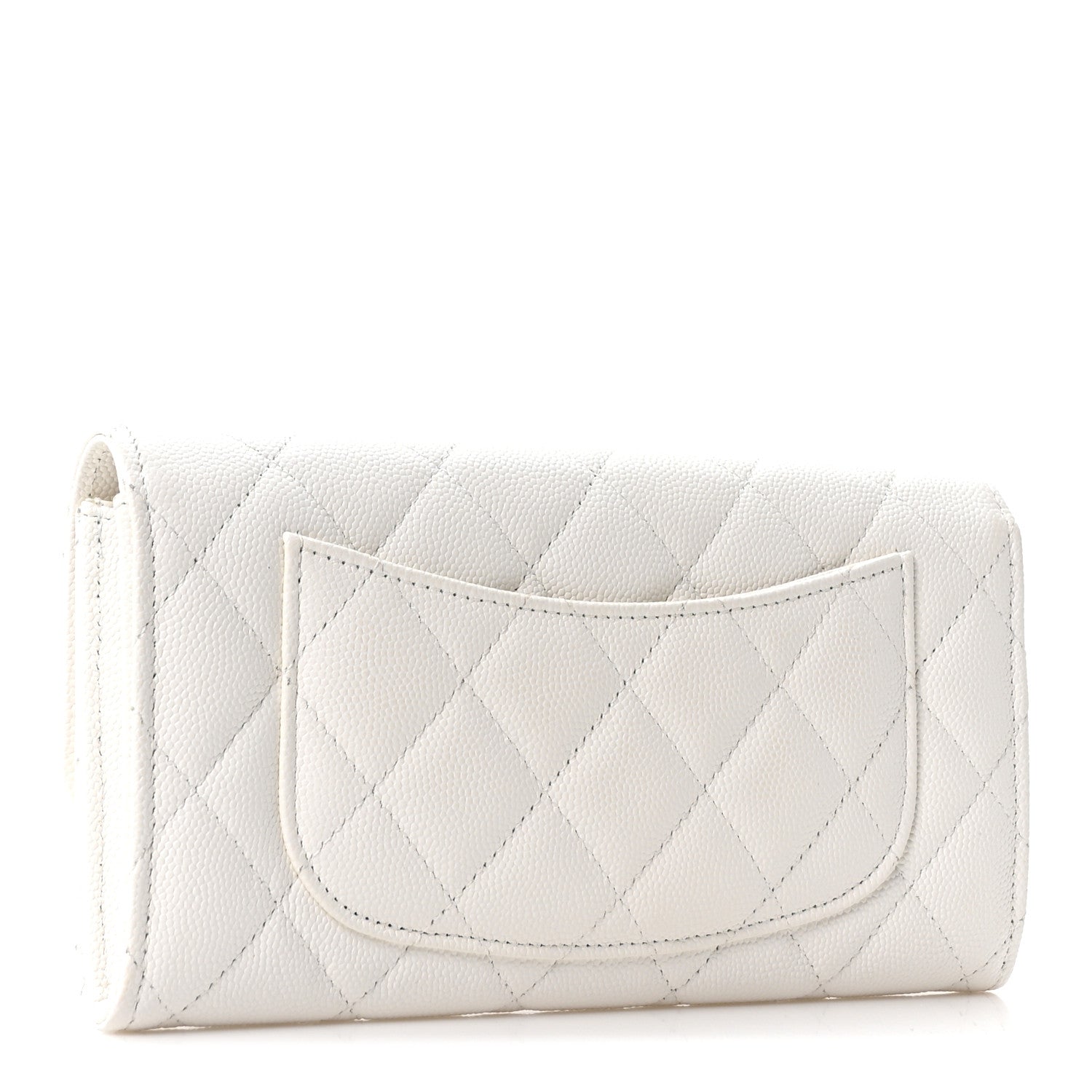 Chanel Caviar Quilted Large Gusset Flap Wallet White 3 of 12