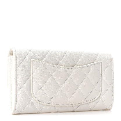 Chanel Caviar Quilted Large Gusset Flap Wallet White 3 of 12