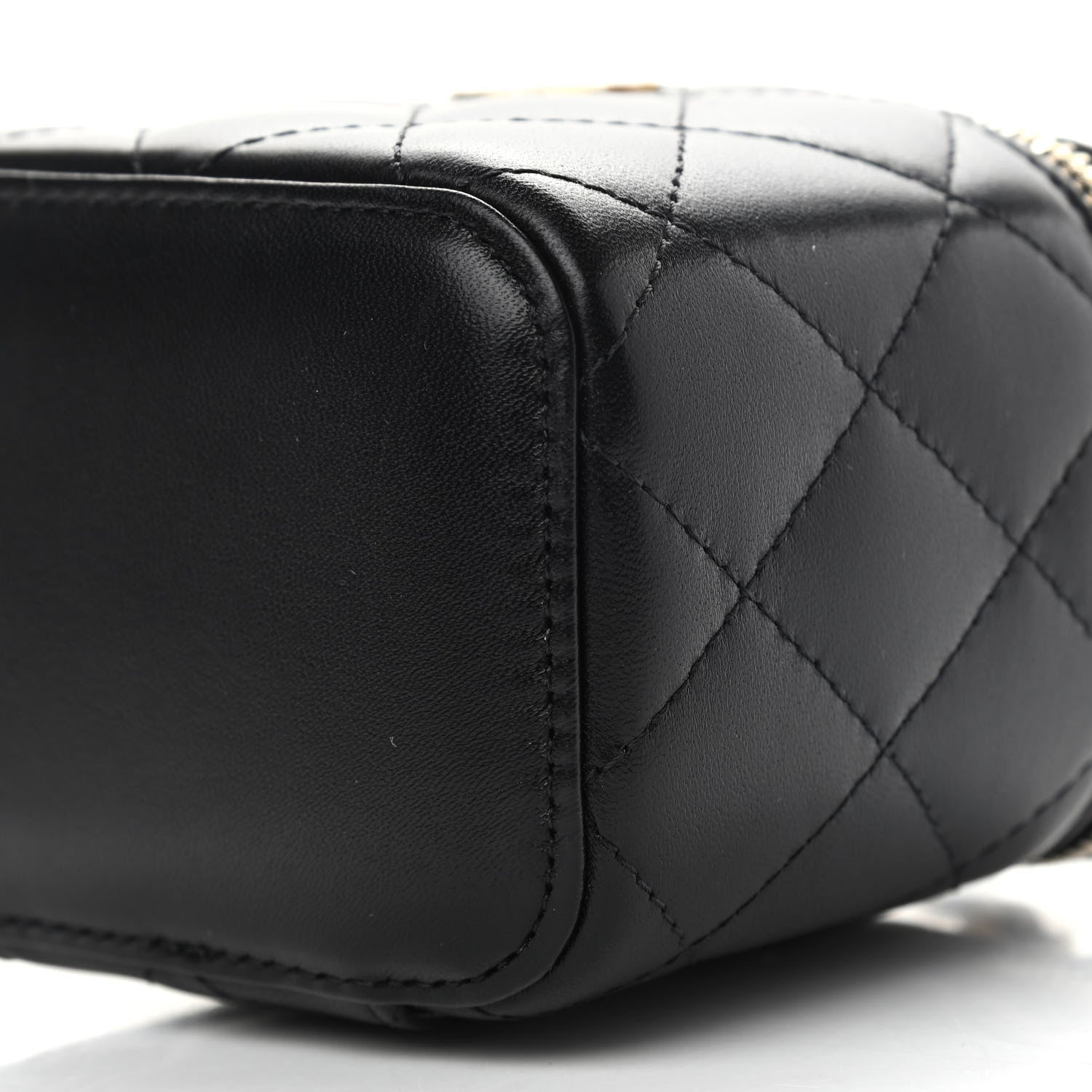Chanel Lambskin Quilted Top Handle Mini Vanity Case With Chain Black 10 of 11