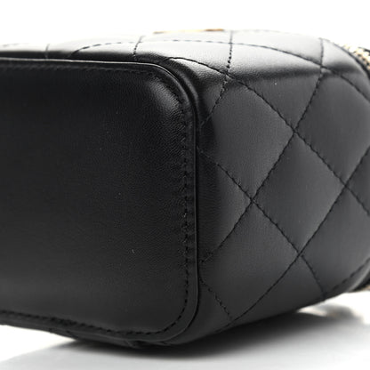 Chanel Lambskin Quilted Top Handle Mini Vanity Case With Chain Black 10 of 11