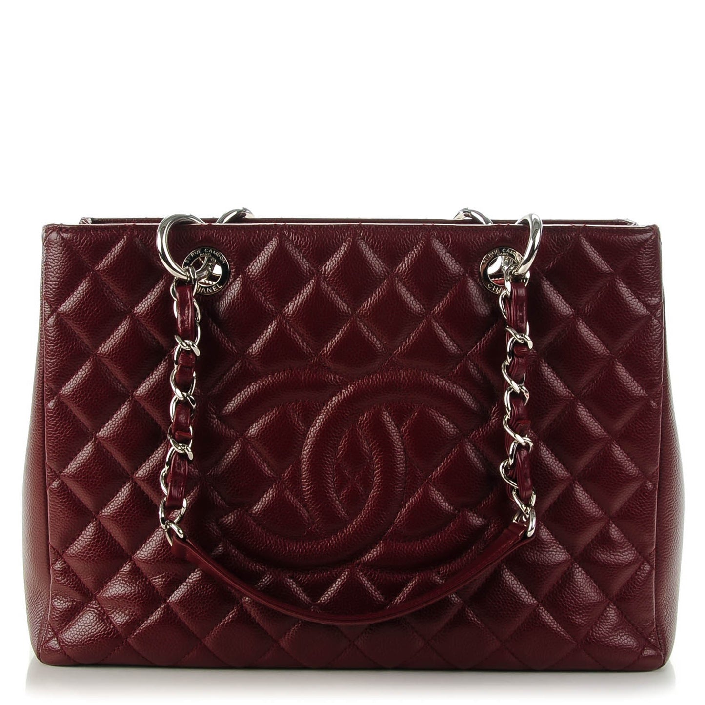 Caviar Quilted Grand Shopping Tote GST Burgundy