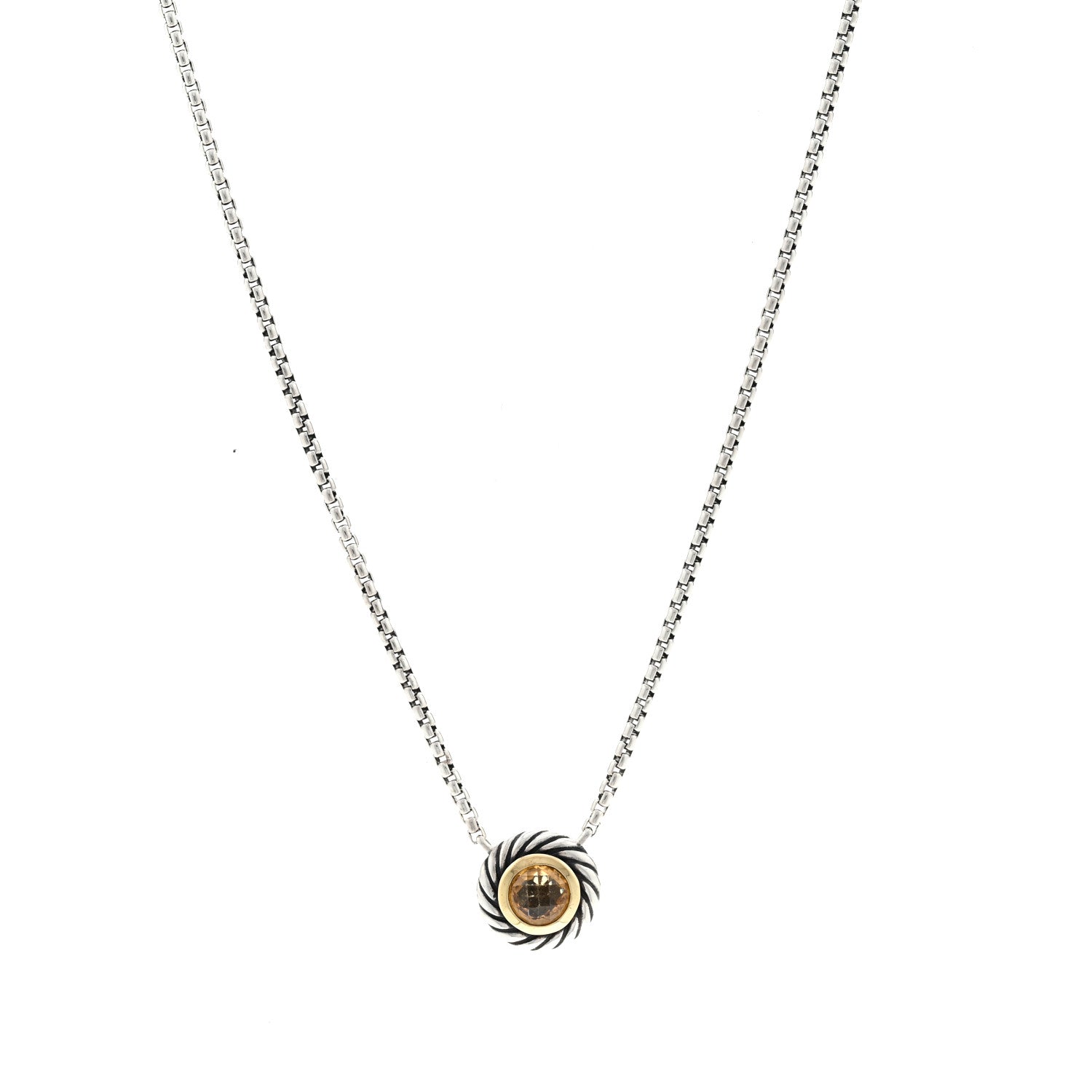 David Yurman Sterling Silver 18K Yellow Gold Citrine Cookie Necklace 1 of 5