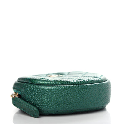 Chanel Metallic Caviar Quilted Zip Around Classic Coin Purse Green 4 of 7