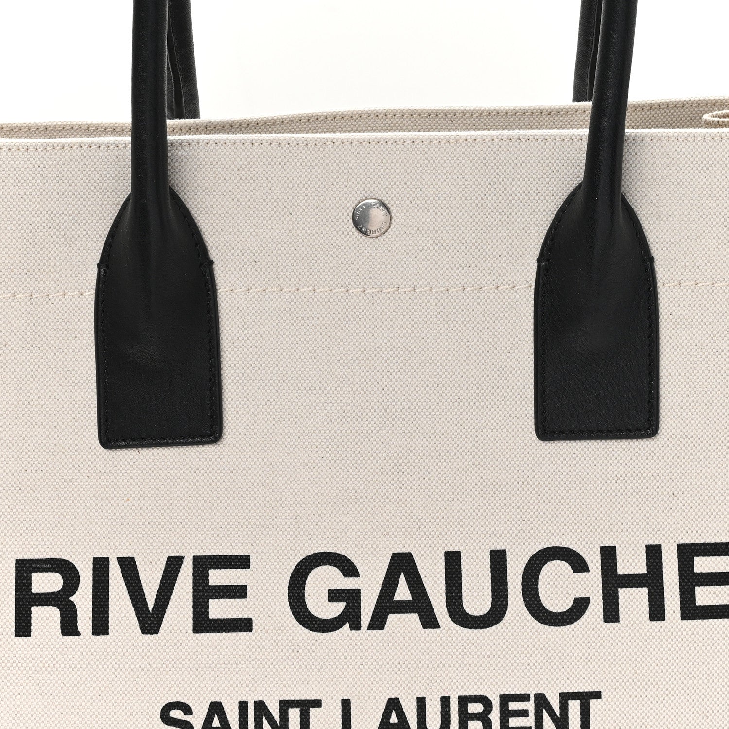 Saint Laurent Linen Calfskin Small Rive Gauche Tote Greggio Natural 7 of 9