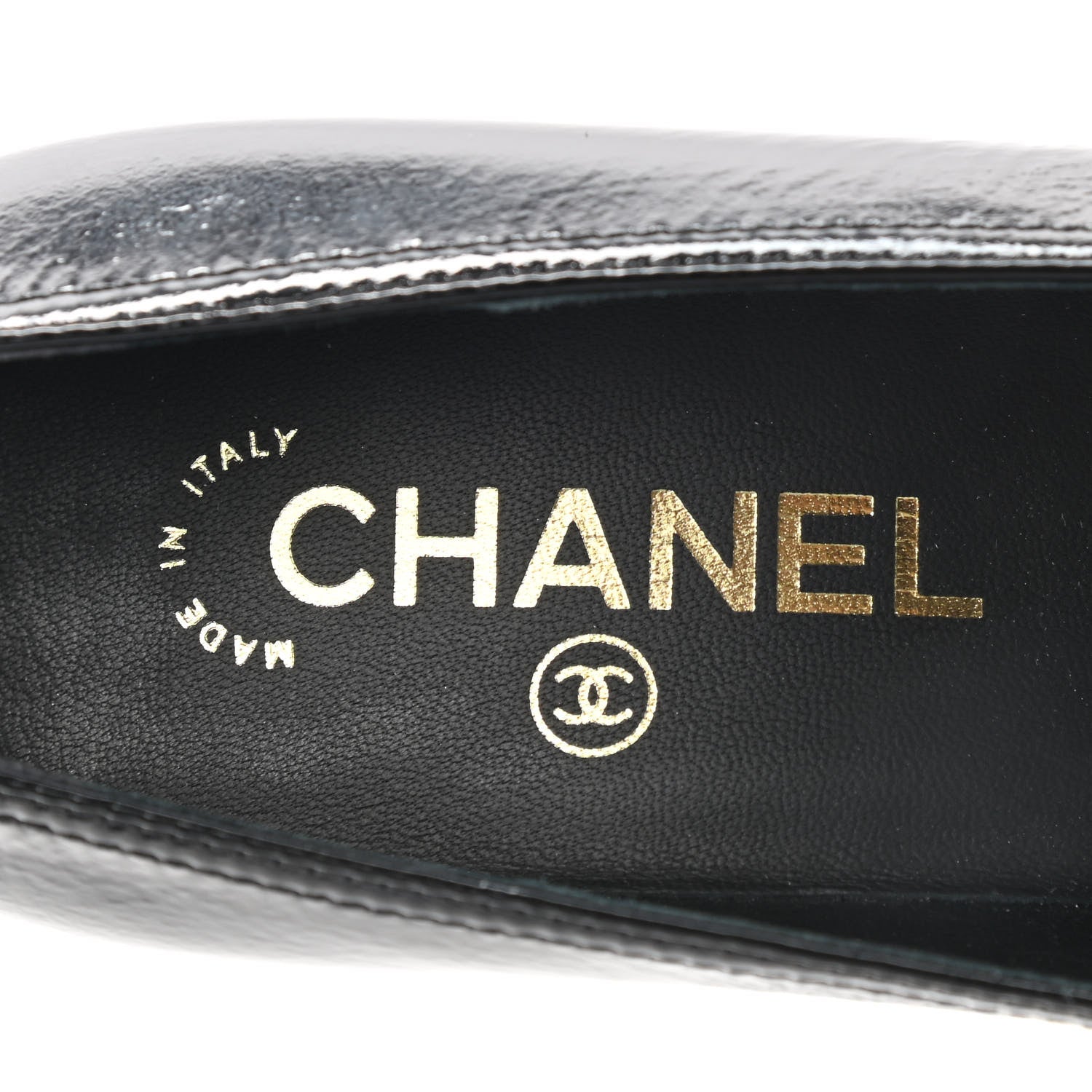Chanel Patent Calfskin Crystal Cap Toe Logo Pumps 37 Black 12 of 14