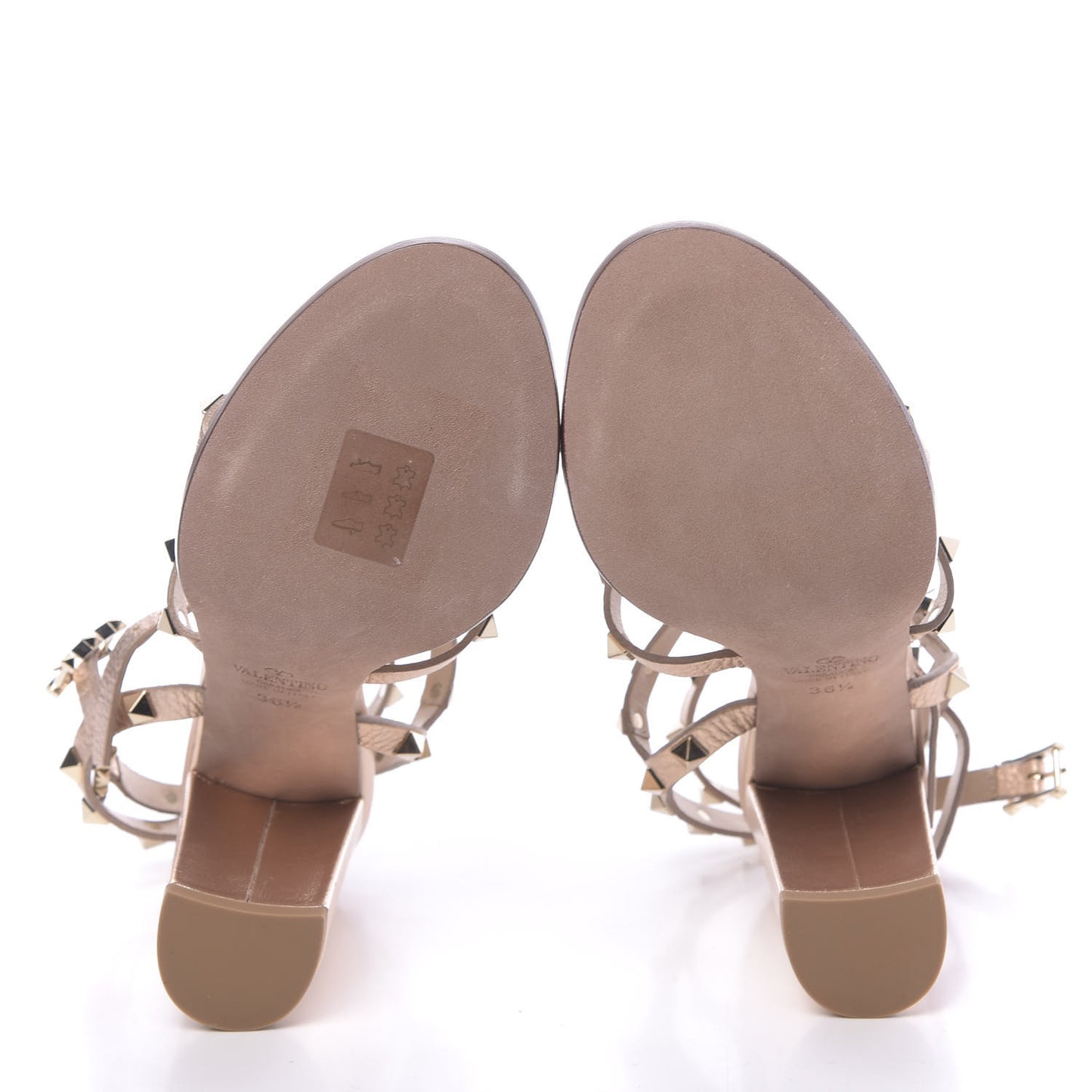 Metallic Pebbled Calfskin Rockstud 90mm City Sandals 36.5 Rame